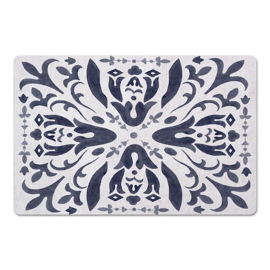 Distressed Floral Floor Mat